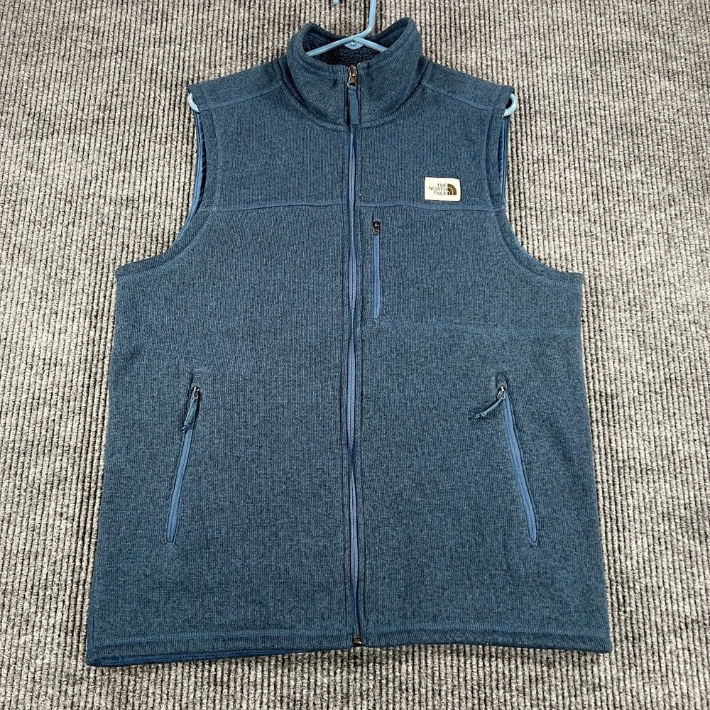 The North Face Sweatshirt Mens Large Blue Sleeveless Full Zip Mock Neck Fleece